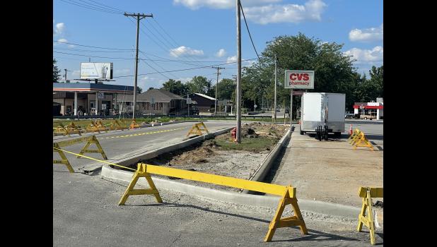 Work continues at the Winamac Plaza as seen in this photo taken on Monday, Aug. 3. 
