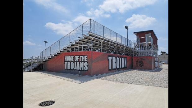 The new West Central football stadium bleachers have been put in.