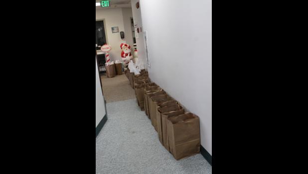 Approximately 200 food bags were made up by volunteers.