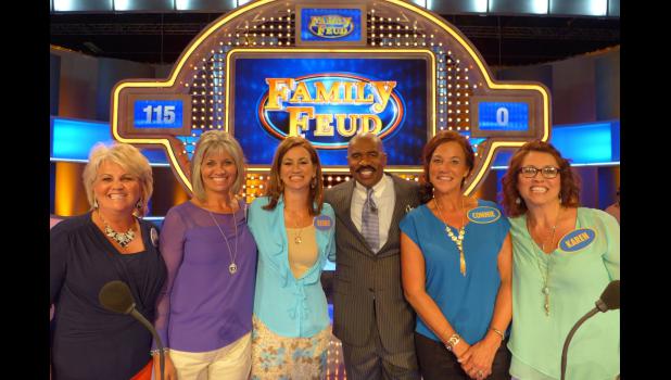 The Hopkins sisters, youngest to oldest, Tammy Huskins, Laura Cosgray, Deb Bosak, Connie Ingram and Karen Scheffer had a once-in-a-lifetime adventure as they were Family Feud contestants who met game show host Steve Harvey. The show airs on Feb. 1.