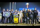 (Photo courtesy Justin Whapham/GMS Racing) Winamac native Justin Haley and his Fraternal Order of Eagles crew celebrate their first victory at Gateway Motorsports Complex near St. Louis over the weekend.