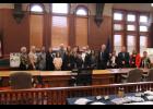 Local healthcare providers, partners and supporters gather for a photo with Indiana State Health Commissioner Dr. Lindsay Weaver after a special community session at the Pulaski County Courthouse on Friday, Oct. 9. 
