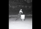 Loretta Manuel barrel racing in Albuquerque, New Mexico, 1965. 