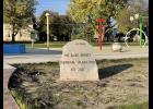 Photo by Megan Galbreath A memorial rock has been added to the front entrance of the Owen Abbott Memorial Splash Pad.